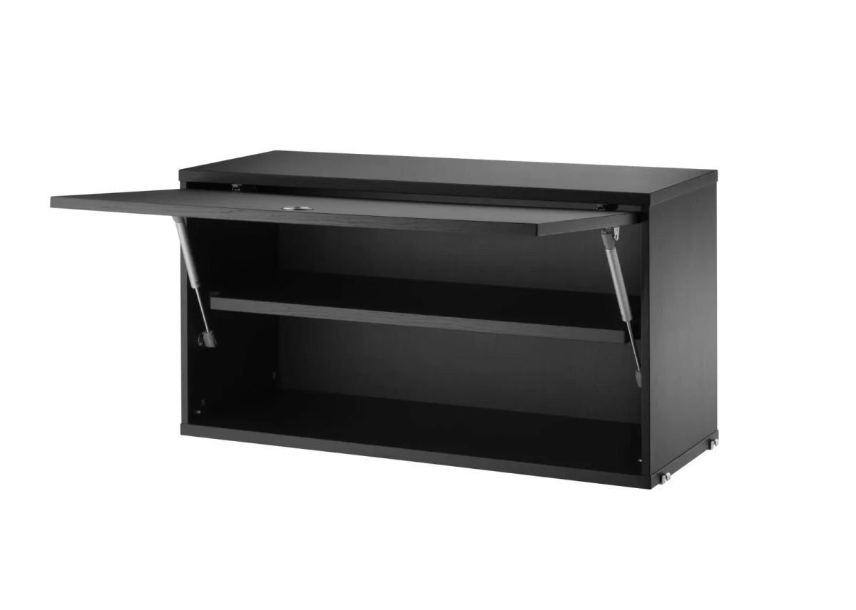 Skap med klaffdør 78x30x42 Svartbeiset ask