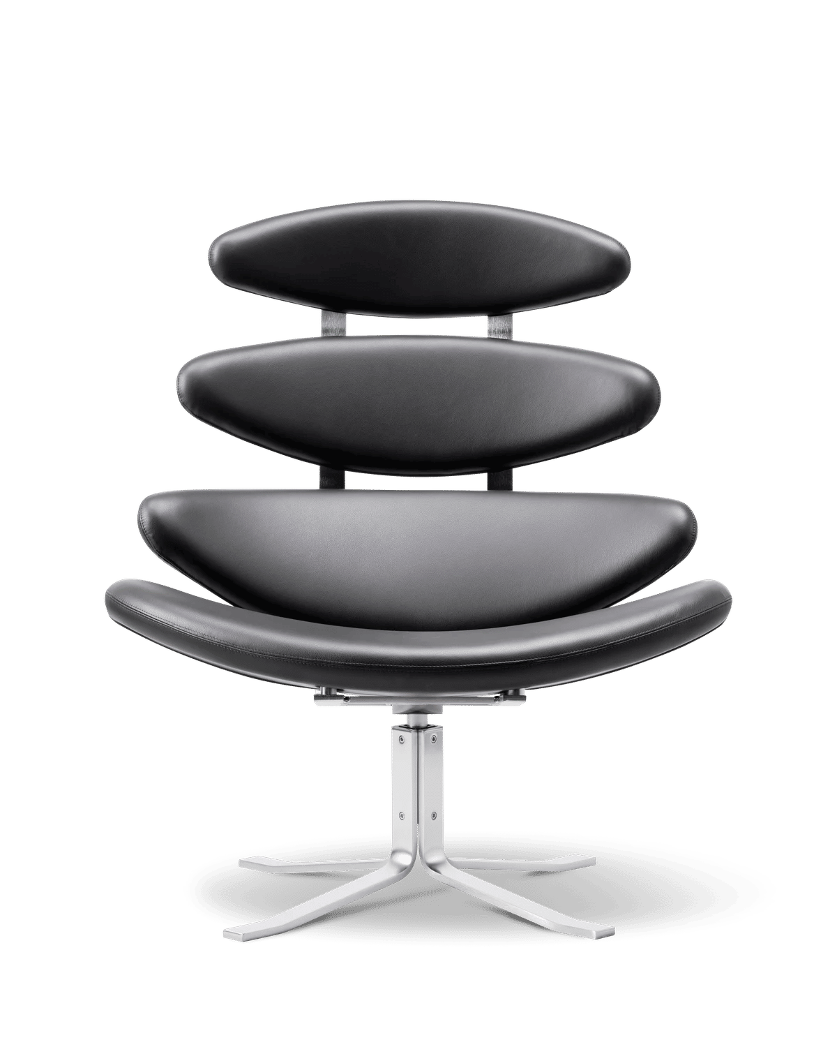 Corona Chair – Skinn Omni 301, Sort Børstet stål